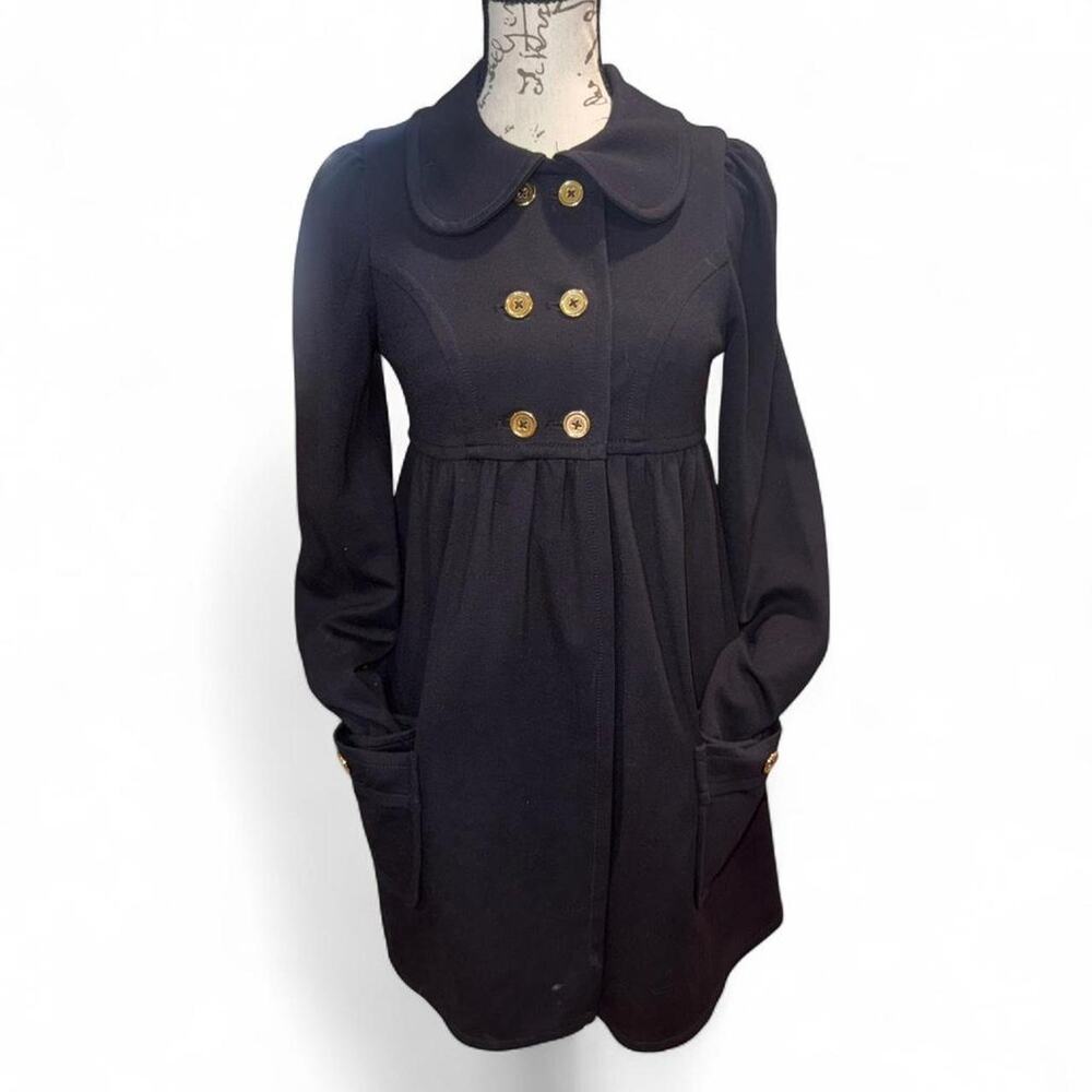 Vtg Y2K Ingwa Melero Black Peter Pan Collar Babydoll Coat Y2K Whimisigoth S